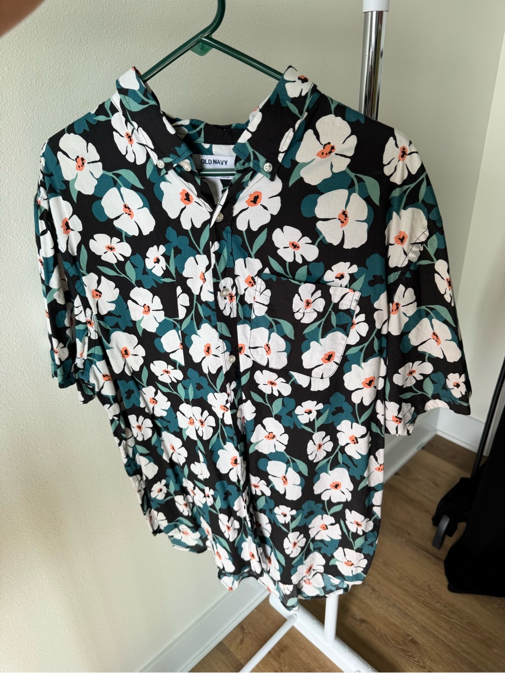 Old Navy men's casual short-sleeve button-down shirt Floral print size XXL